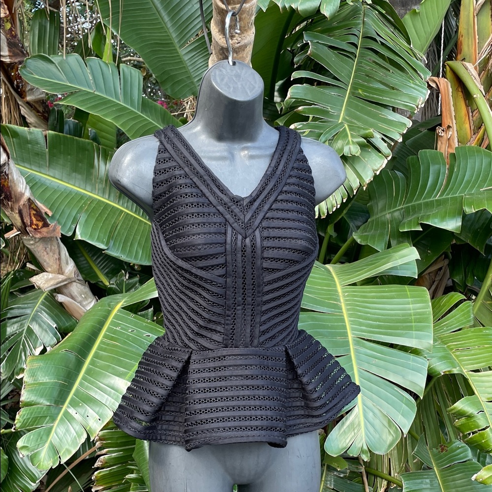 Romeo and Juliet striped zip front peplum top